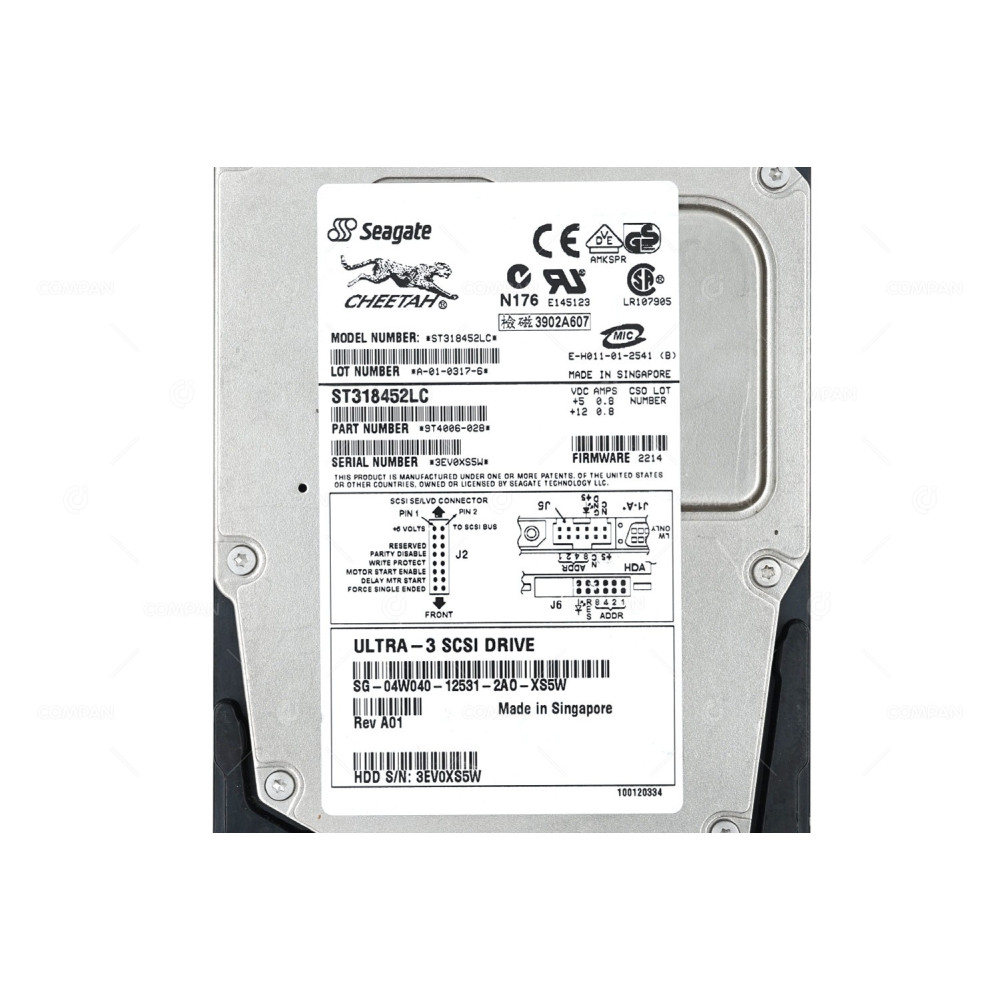 4W040 DELL HARD DRIVE 18GB 15K U160 3.5 SCSI 04W040